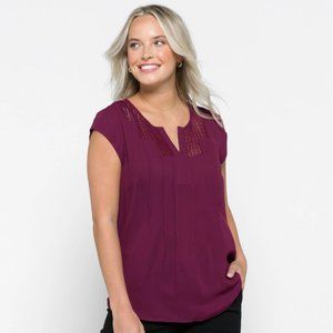 Stitch Fix DANIEL RAINN Estefany Lace Detail Split Neck Blouse